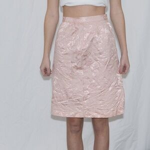 Vintage 80s pink mini skirt flower texture pencil skirt size XS